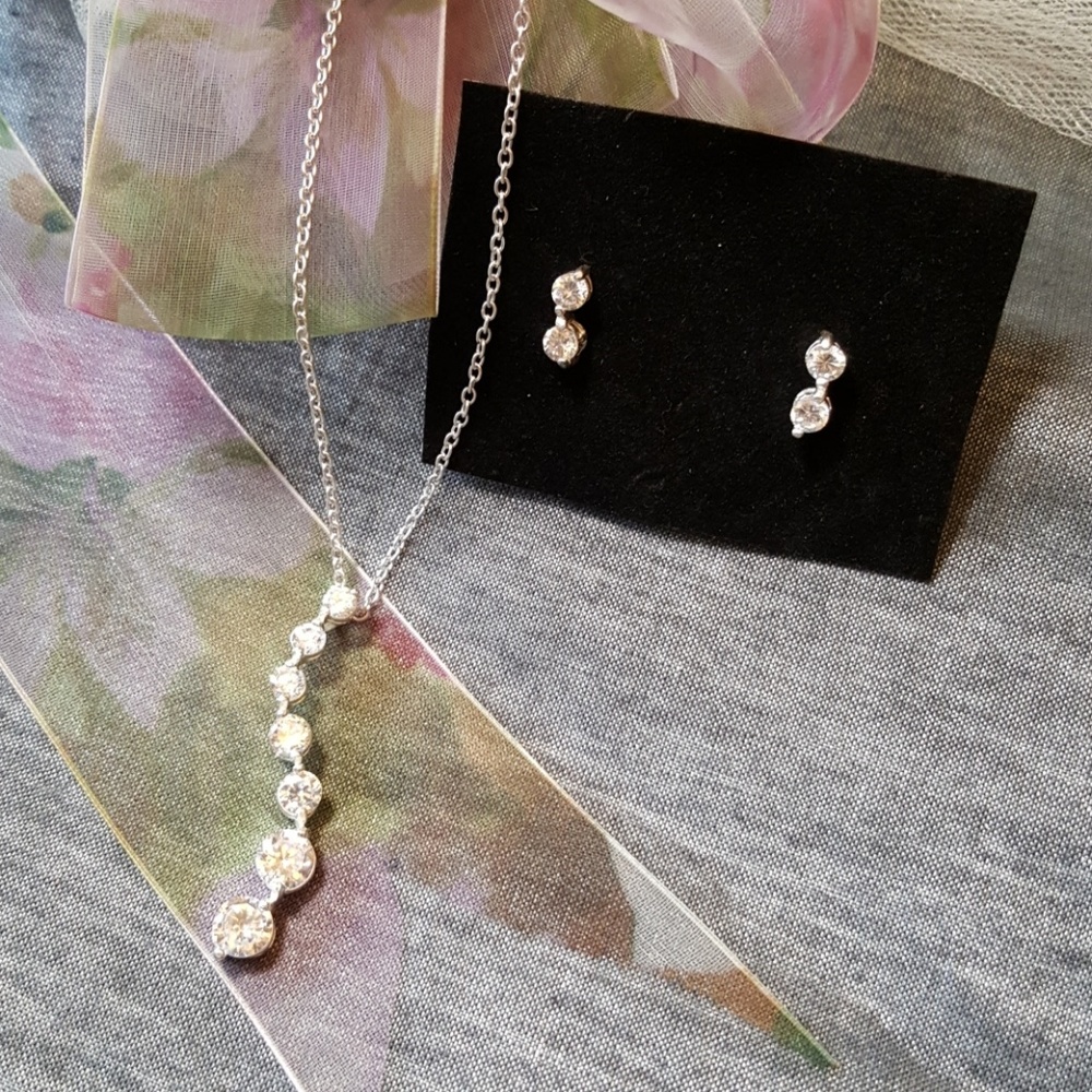 Sterling Set Austrian Crystals & Stamped 925 Sterling Silver- 2 Pc. Set